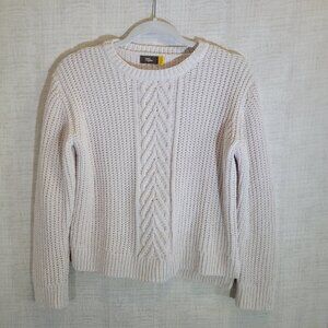 Rumi Ryder Sweater Girls Large 12-14 White Cable Knit Pullover Crewneck